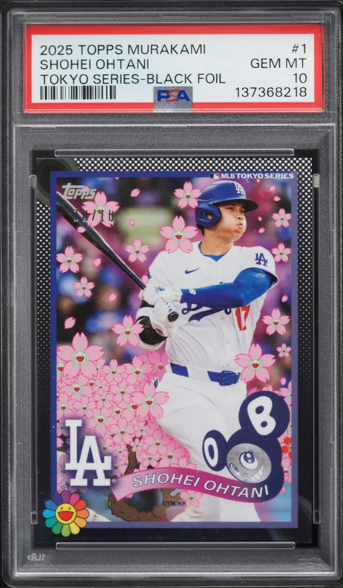 2025 Topps Takashi Murakami MLB World Tour Tokyo Series Black Foil Shohei Ohtani 10/10 PSA 10