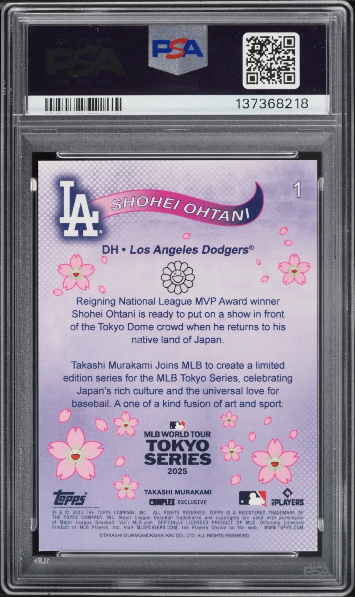 2025 Topps Takashi Murakami MLB World Tour Tokyo Series Black Foil Shohei Ohtani 10/10 PSA 10