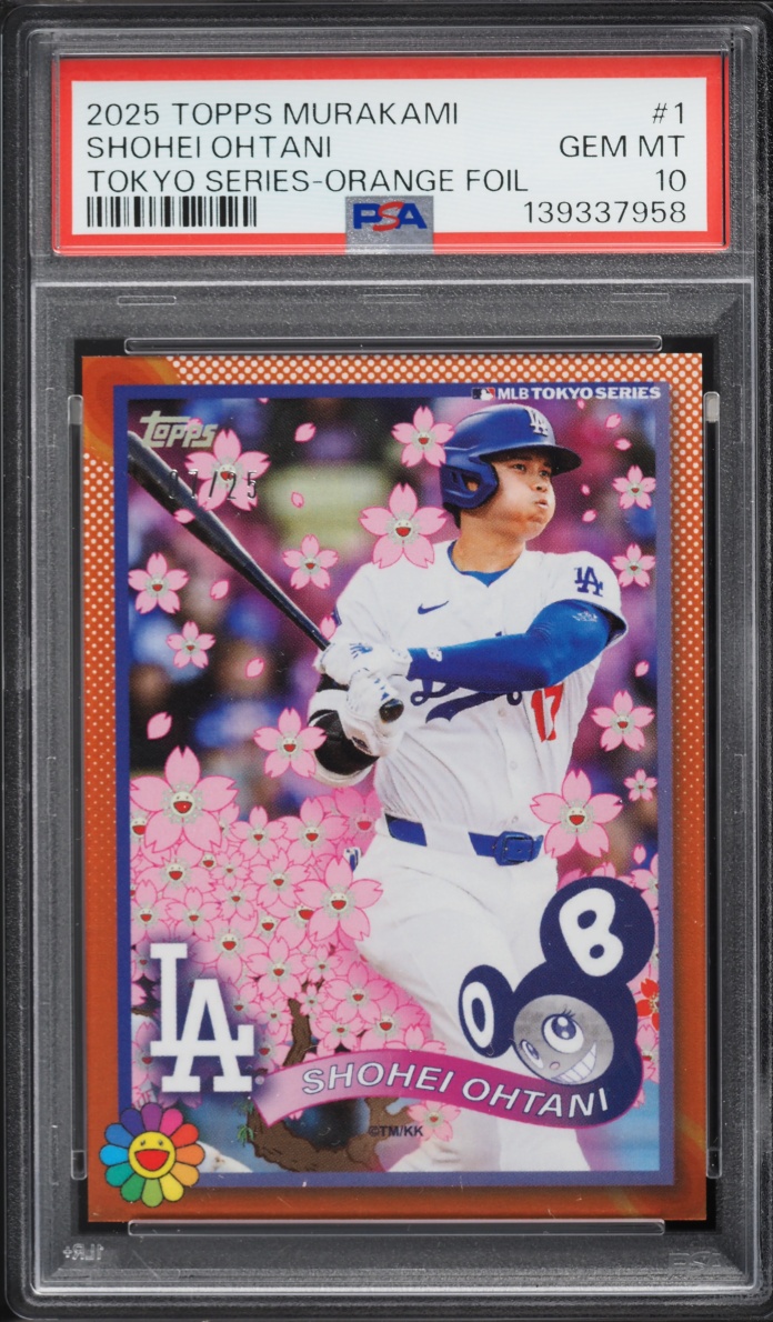 2025 Topps Takashi Murakami MLB World Tour Tokyo Series Orange Foil Shohei Ohtani /25 #1 PSA 10