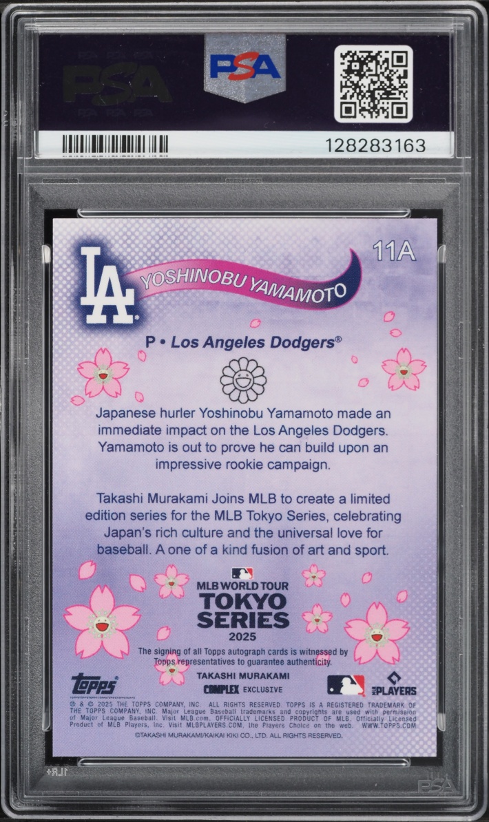 2025 Topps Takashi Murakami MLB Tokyo Series Red Foil Yoshinobu Yamamoto AUTO DNA 10 /5 PSA 10