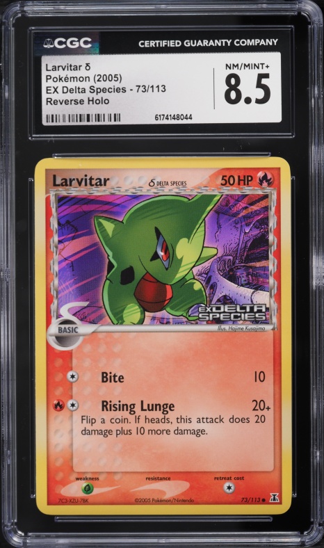 2005 Pokemon EX Delta Species Reverse Holo Larvitar #73 CGC 8.5 NM-MT+