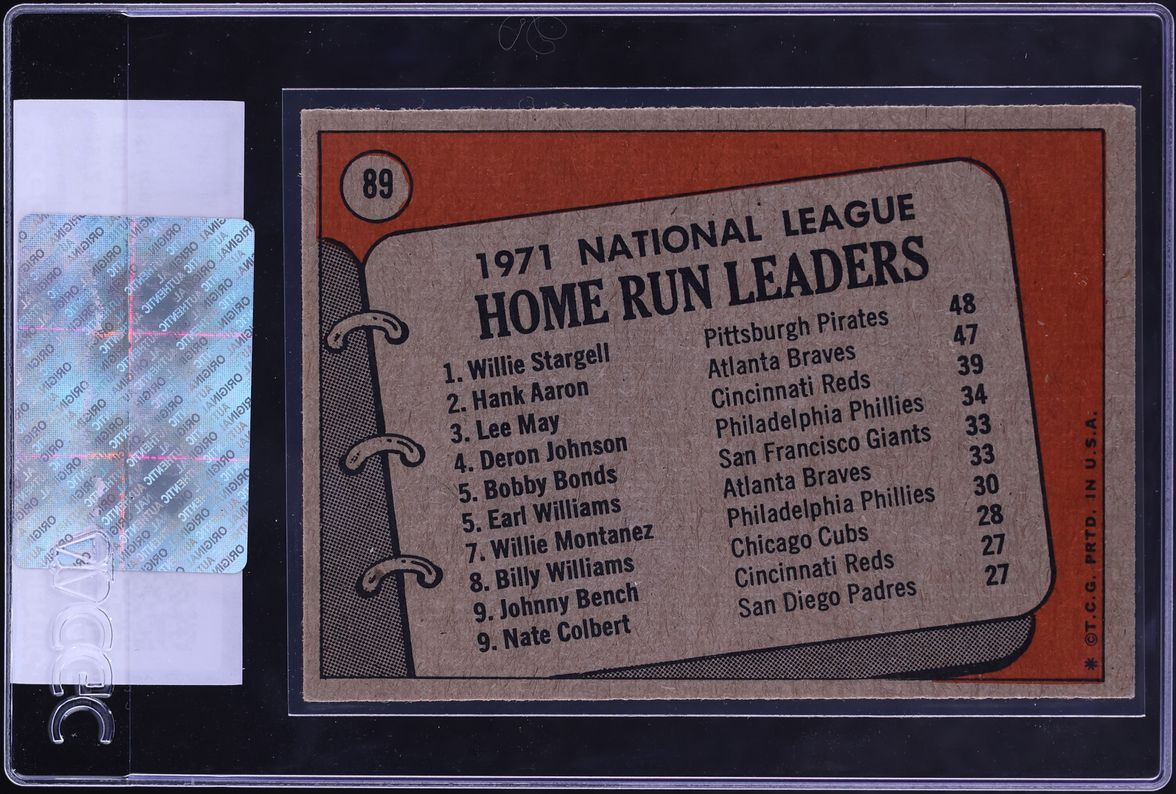 1972 Topps Willie Stargell Hank Aaron Lee May NL HR LDRS #89 CGC AUTH