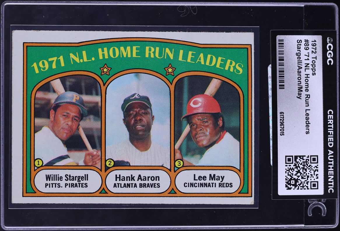 1972 Topps Willie Stargell Hank Aaron Lee May NL HR LDRS #89 CGC AUTH