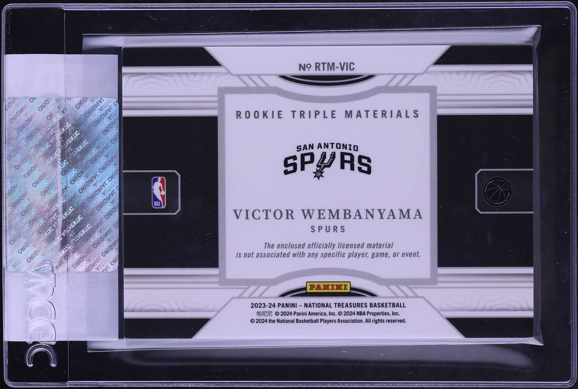 2023 National Treasures Triple International Victor Wembanyama RC PATCH /24 #RTM-VIC CGC AUTH
