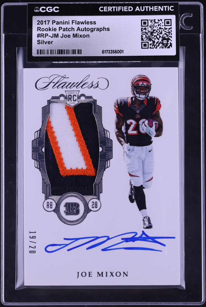 2017 Panini Flawless Silver Joe Mixon ROOKIE PATCH AUTO /20 #RP-JM CGC AUTH