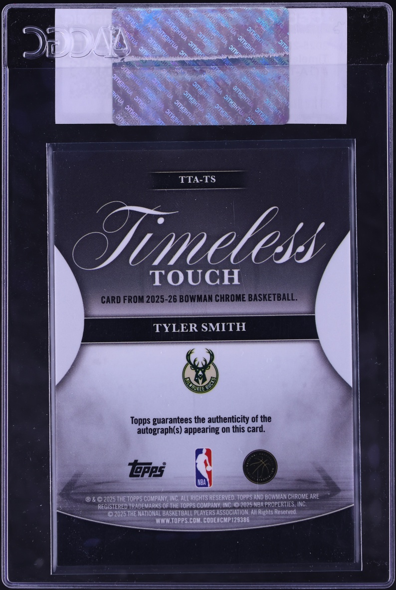 2025 Bowman Chrome Timeless Touch Tyler Smith AUTO #TTA-TS CGC AUTH