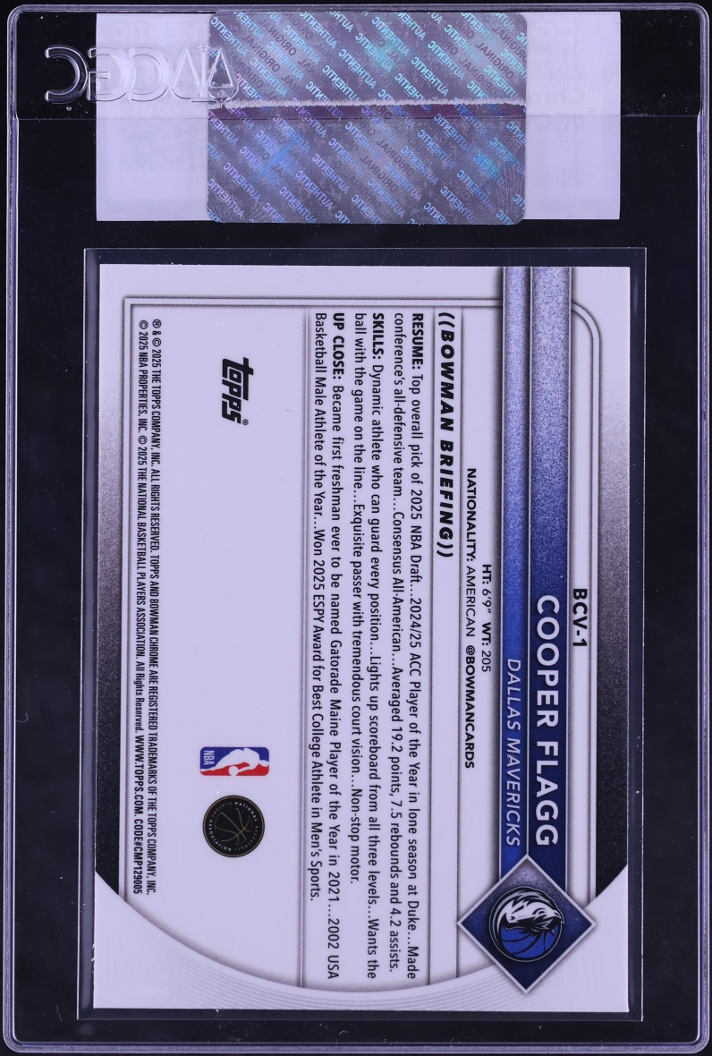 2025 Bowman Chrome Cooper Flagg ROOKIE #BCV-1 CGC AUTH