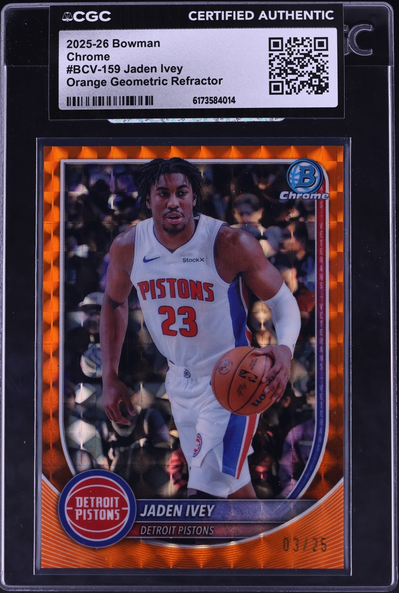 2025 Bowman Chrome Orange Geometric Refractor Jaden Ivey /25 #BCV-159 CGC AUTH