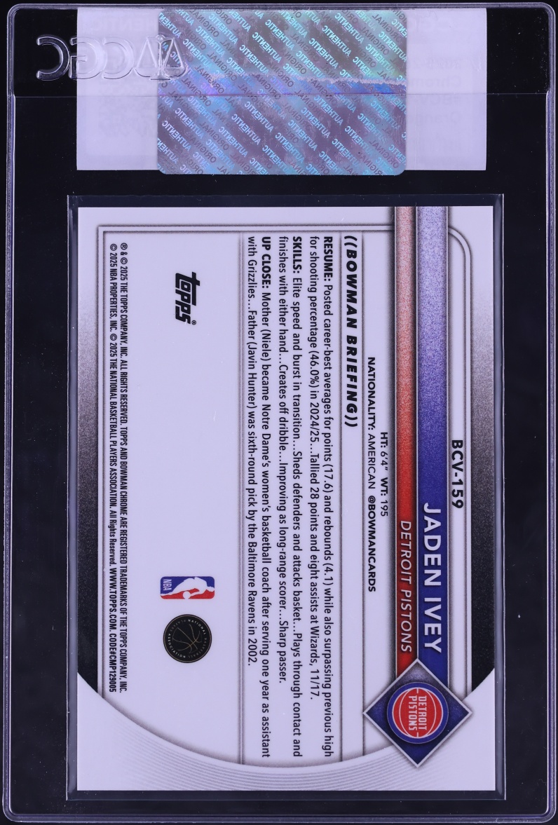 2025 Bowman Chrome Orange Geometric Refractor Jaden Ivey /25 #BCV-159 CGC AUTH