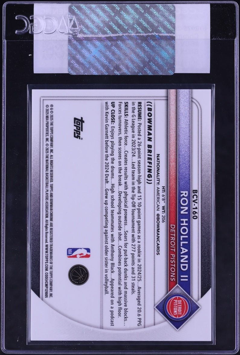 2025 Bowman Chrome Black Geometric Refractor Ron Holland II /10 #BCV-160 CGC AUTH