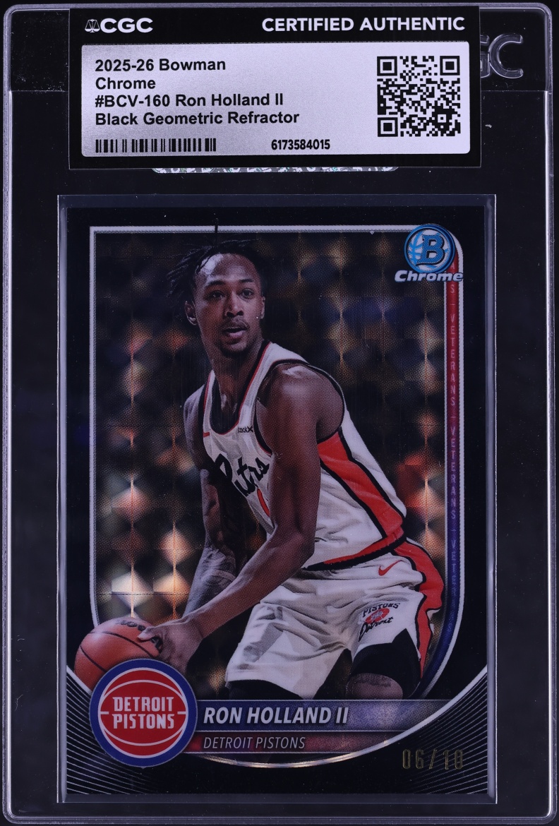 2025 Bowman Chrome Black Geometric Refractor Ron Holland II /10 #BCV-160 CGC AUTH