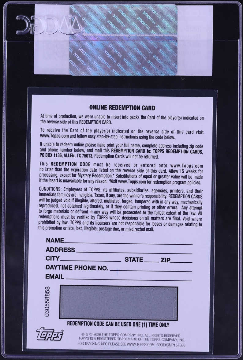 2025 Bowman Chrome Redemption Cards Orange Geometric Anthony Edwards AUTO /25 #BCA-AE CGC AUTH