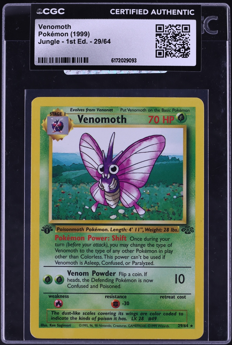 1999 Pokemon Jungle 1st Edition Venomoth #29 CGC AUTH