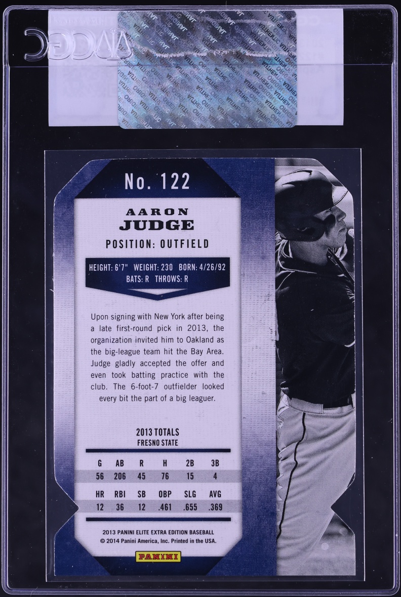 2013 Donruss Elite Extra Edition Aspirations Die-Cut Aaron Judge ROOKIE /200 #122 CGC AUTH