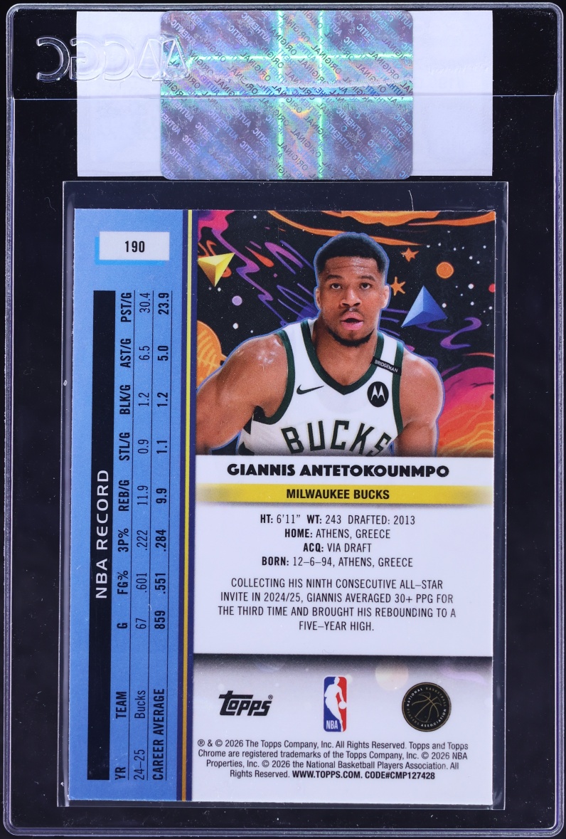 2025 Topps Chrome Cosmic Giannis Antetokounmpo #190 CGC AUTH