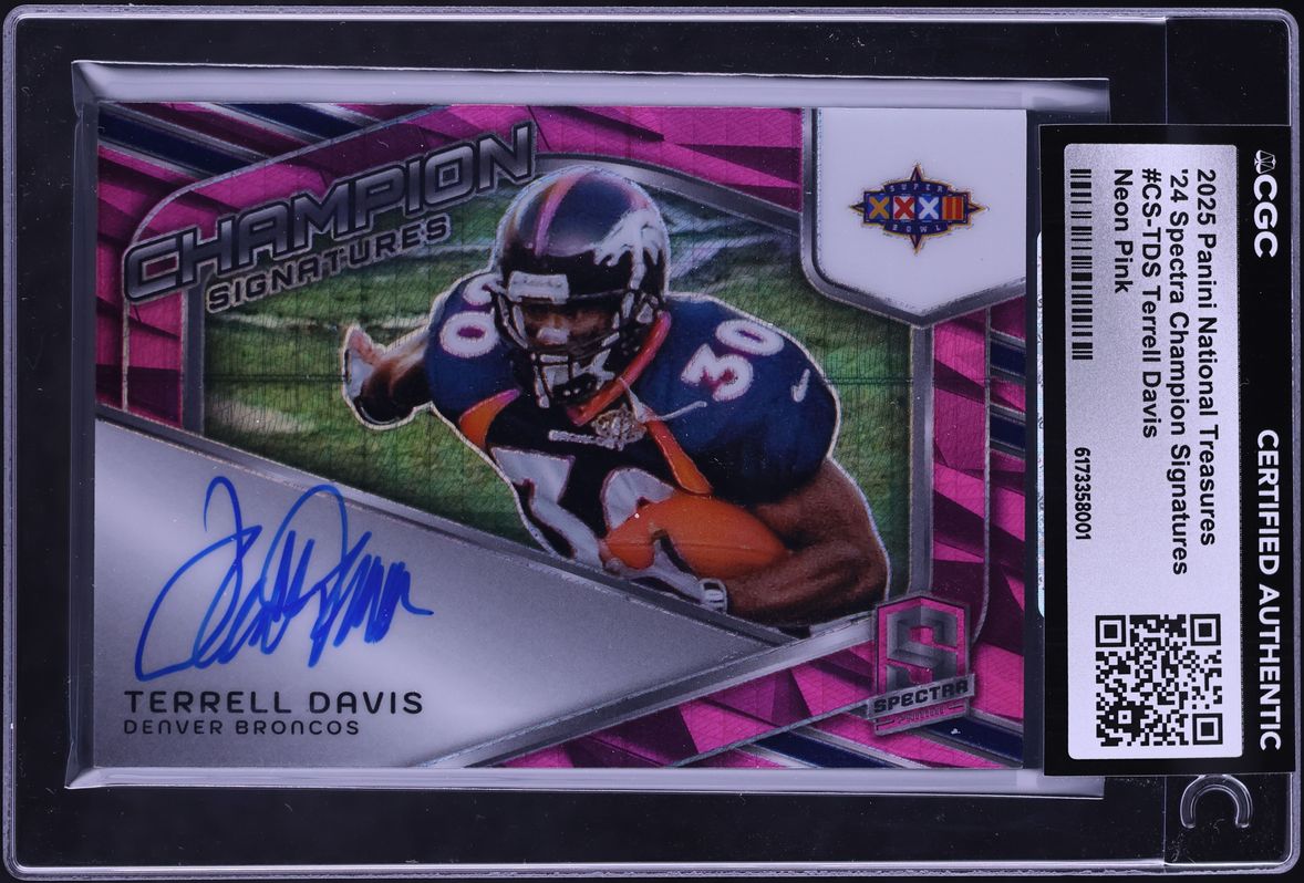 2025 National Treasures '24 Spectra Champion Neon Pink Terrell Davis AUTO /15 #CS-TDS CGC AUTH