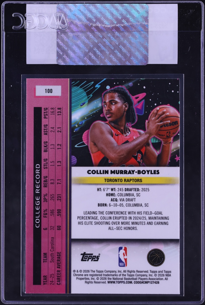 2025 Topps Chrome Cosmic Collin Murray-Boyles ROOKIE #100 CGC AUTH