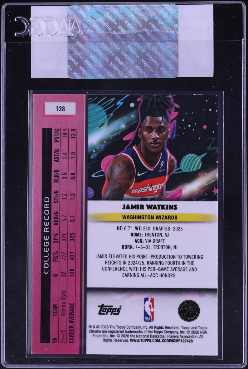 2025 Topps Chrome Cosmic Jamir Watkins ROOKIE #128 CGC AUTH