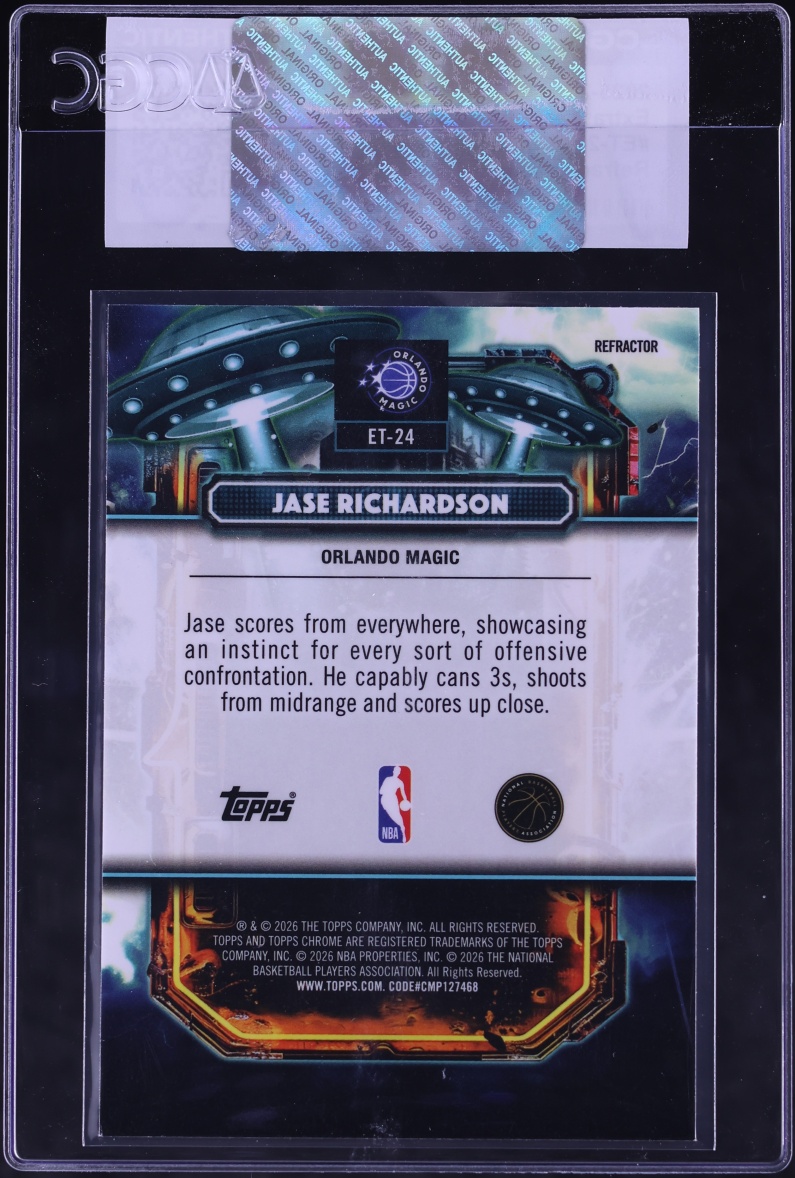 2025 Topps Chrome Cosmic Extraterrestrial Talent Refractor Jase Richardson ROOKIE #24 CGC AUTH