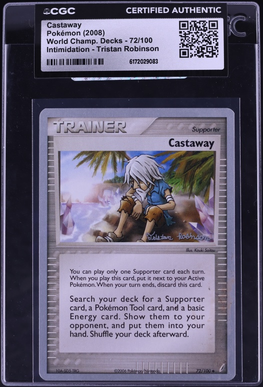 2008 Pokemon DP World Championships Decks Intimidation Tristan Robinson Castaway #72 CGC AUTH
