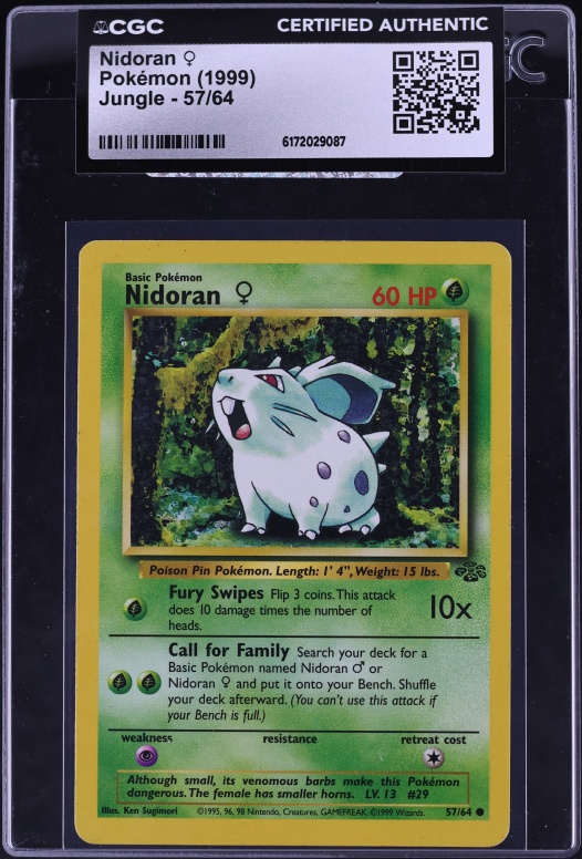1999 Pokemon Jungle Nidoran #57 CGC AUTH