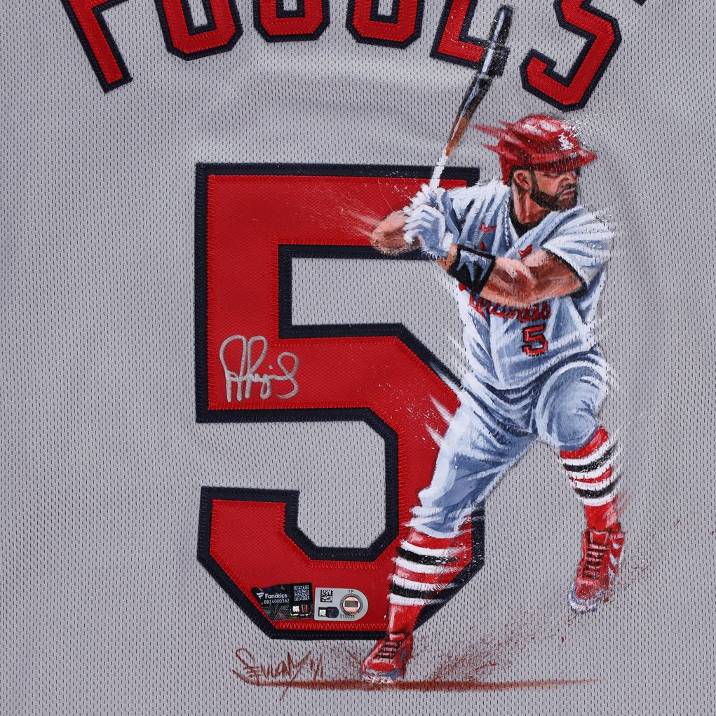 Albert Pujols Signed St. Louis Cardinals Original Artwork Jersey 1/1 - Fanatics AUTH