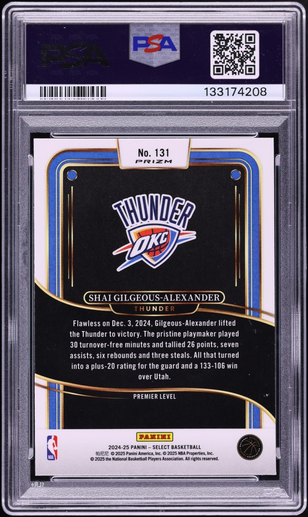 2024 Select Premier Level Cosmic Shai Gilgeous-Alexander #131 PSA 10 GEM MINT
