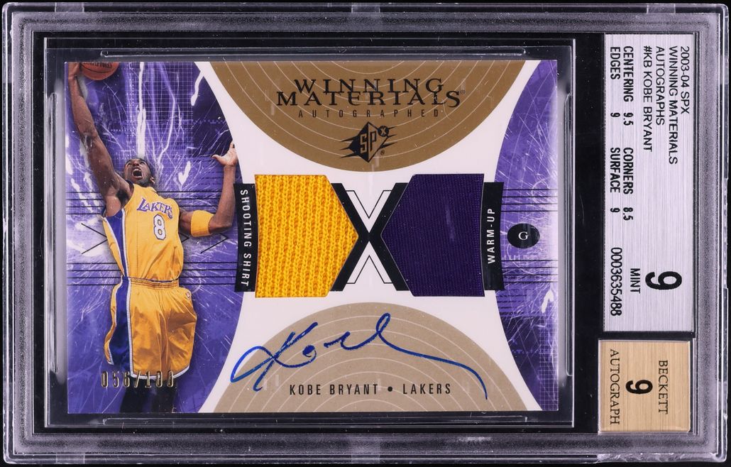 2003 SPx Winning Kobe Bryant GAME-USED PATCH AUTO /100 #KB BGS 9 MINT