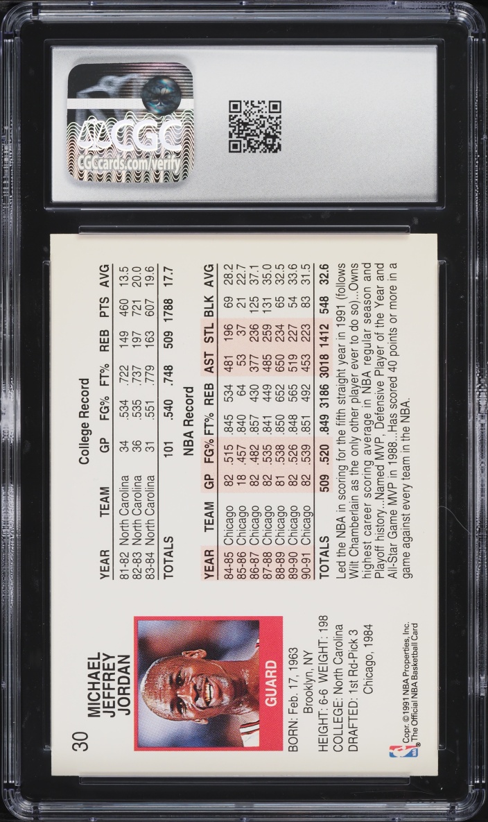 1991 Hoops Michael Jordan #30 CGC 9 MINT