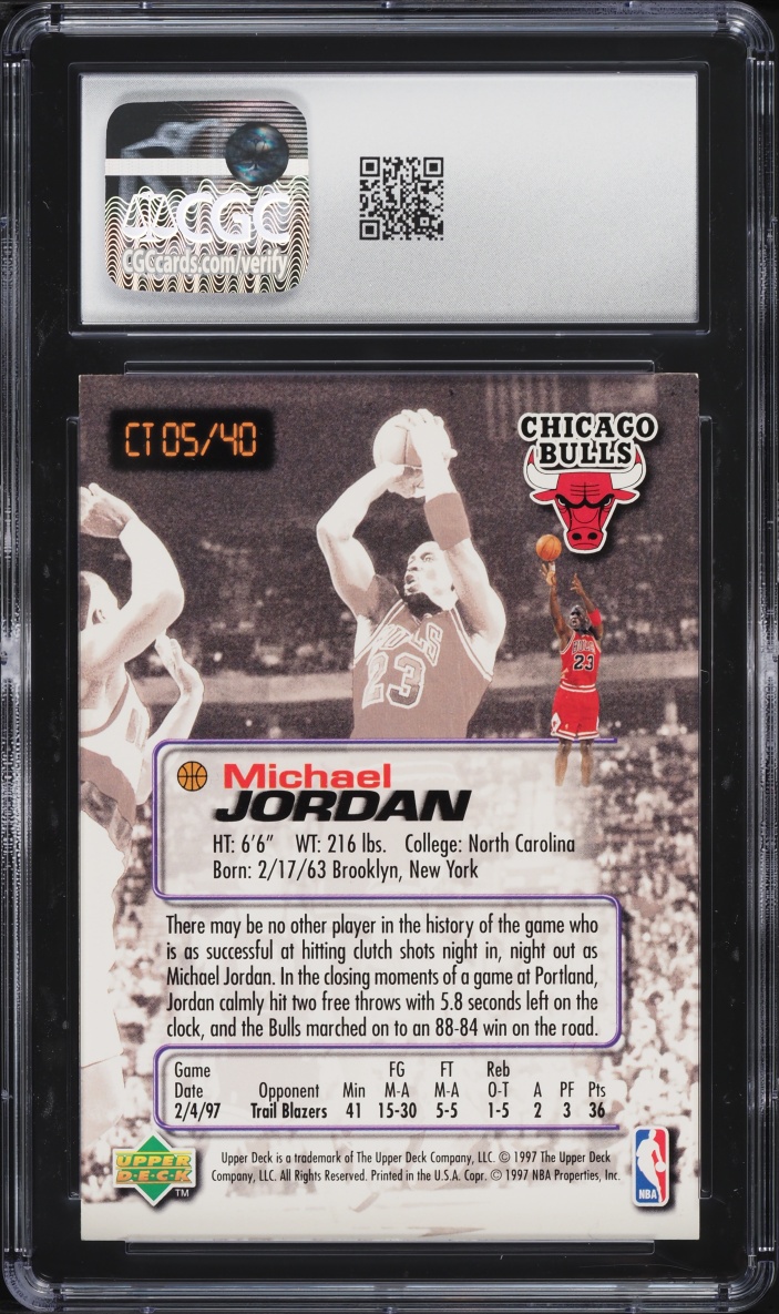 1997 Upper Deck Nestle Crunch Time Michael Jordan #CT05 CGC 9 MINT
