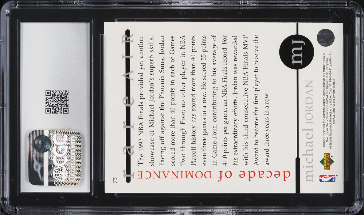 1994 Upper Deck Rare Air Decade Of Dominance Michael Jordan #73 CGC 10 GEM MINT
