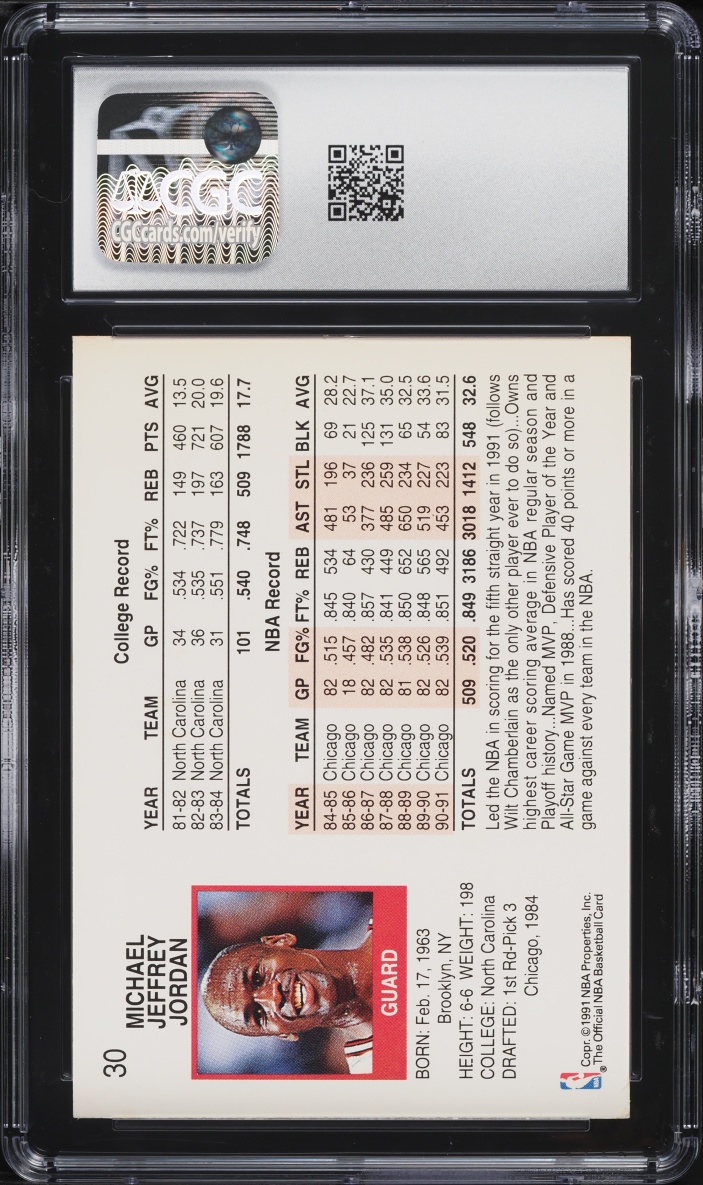 1991 Hoops Michael Jordan #30 CGC 7 NRMT