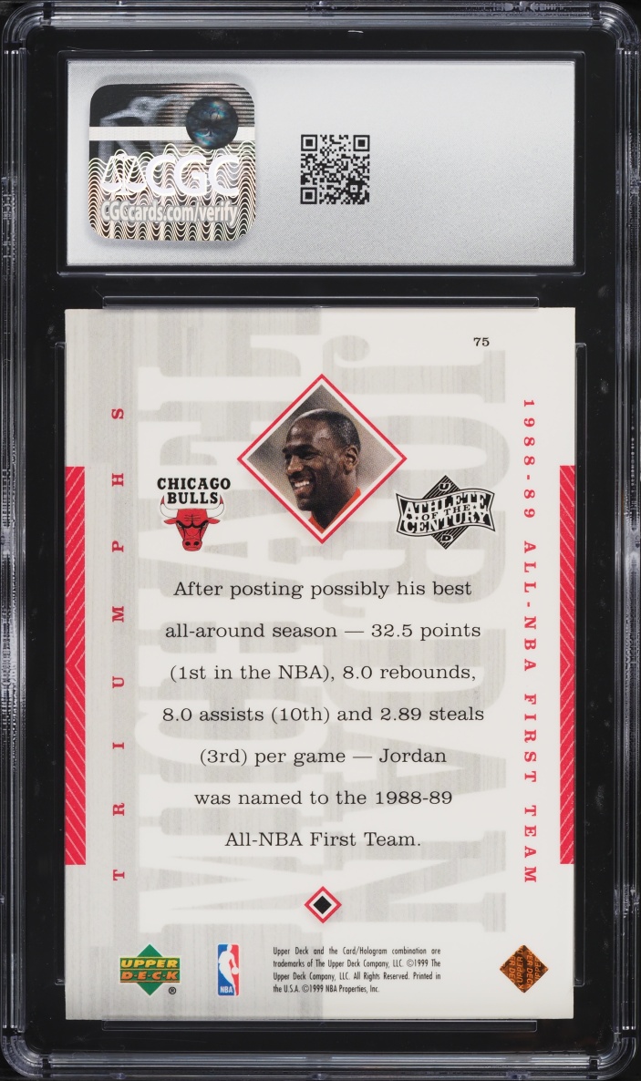 1999 UD MJ Athlete Of The Century Michael Jordan #75 CGC 9 MINT
