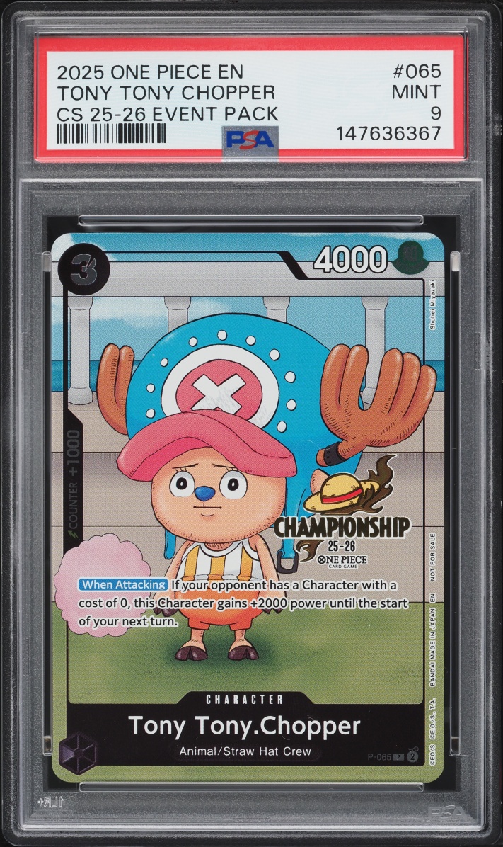 2025 One Piece Promo Championship Event Pack Tony Tony Chopper #P-065 PSA 9 MINT