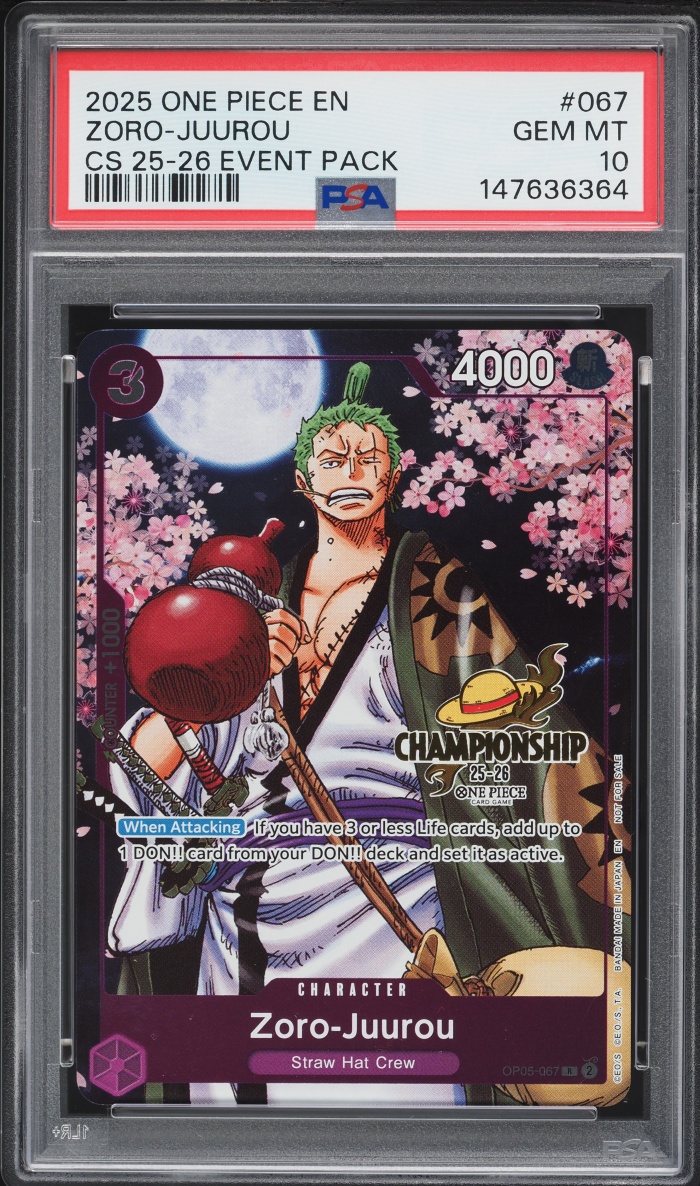 2025 One Piece Championship Event Pack Zoro-Juurou #OP05-067 PSA 10 GEM MINT