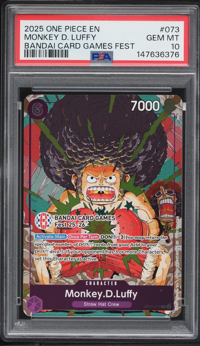 2025 One Piece Promo Bandai Games Fest Monkey D. Luffy #OP07-073 PSA 10 GEM MINT