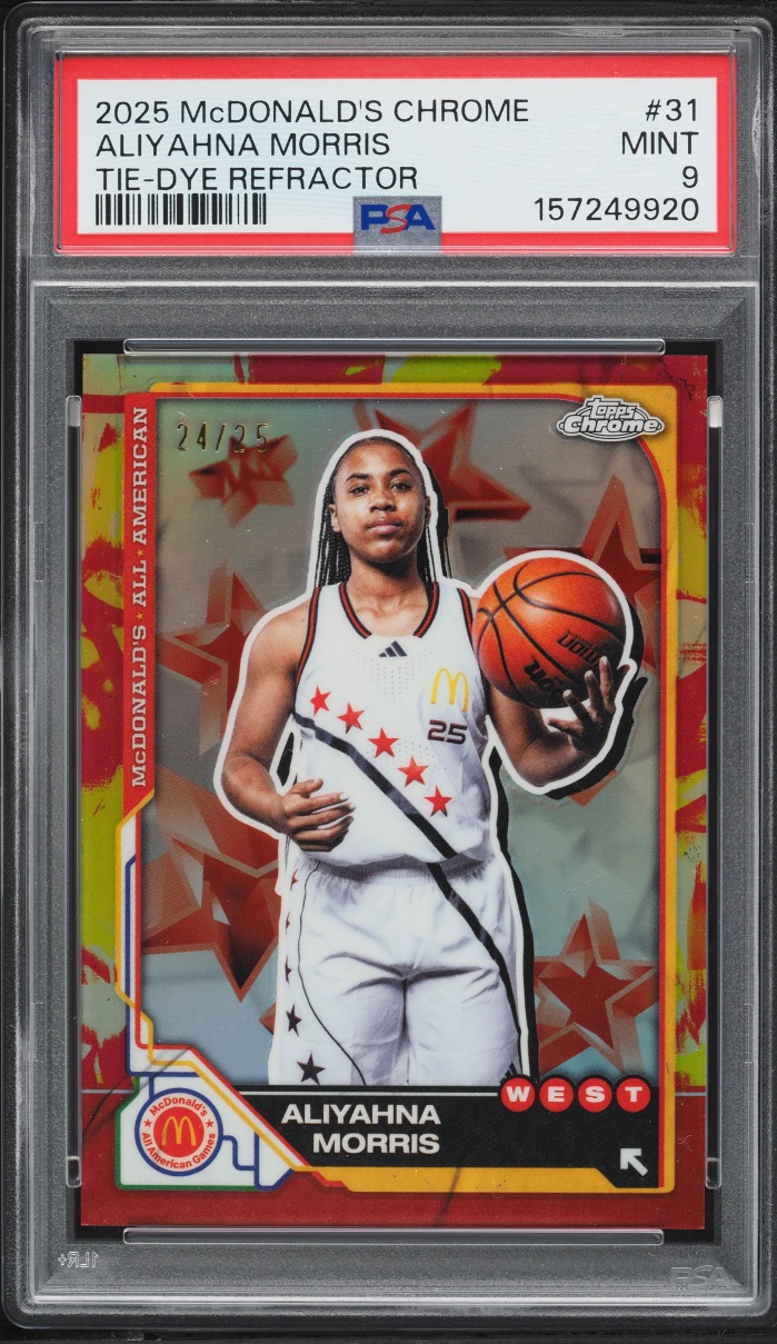 2025 Topps Chrome McDonald's All American Tie-Dye Refractor Aliyahna Morris /25 #31 PSA 9 MINT