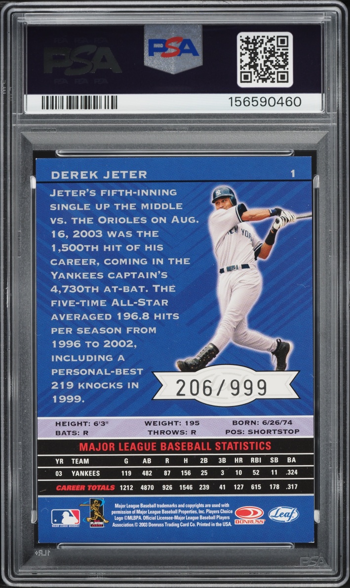 2004 Leaf Limited Previews Derek Jeter /999 #1 PSA 7 NRMT