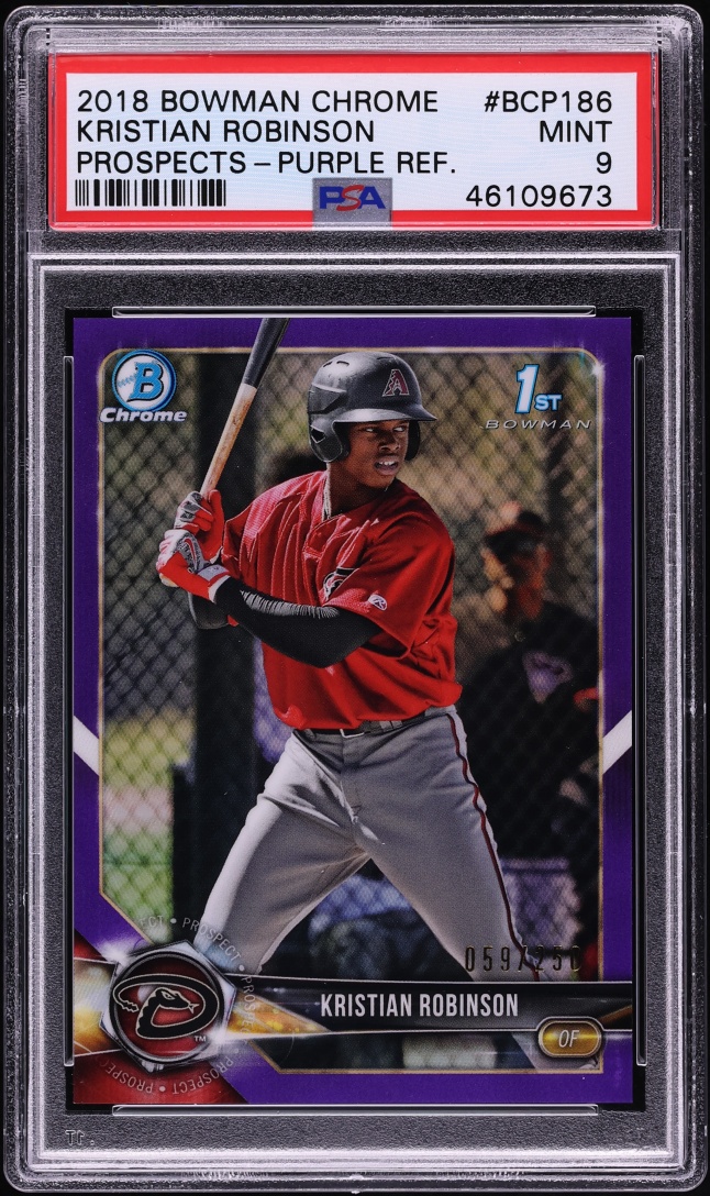 2018 Bowman Chrome Purple Refractor Kristian Robinson ROOKIE /250 #BCP186 PSA 9 MINT