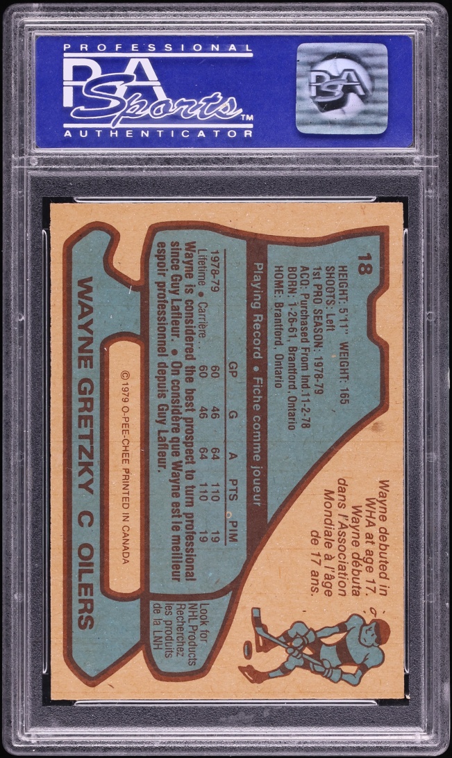 1979 O-Pee-Chee Hockey Wayne Gretzky ROOKIE #18 PSA 8 NM-MT
