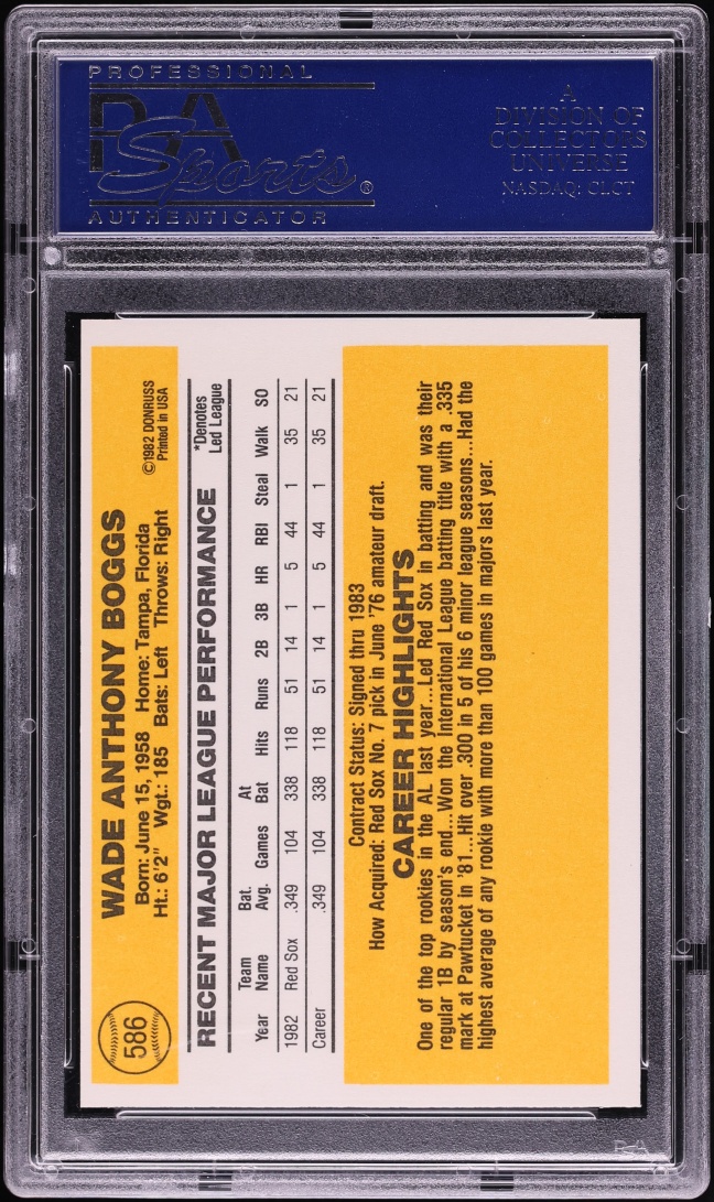 1983 Donruss Wade Boggs ROOKIE #586 PSA 9 MINT