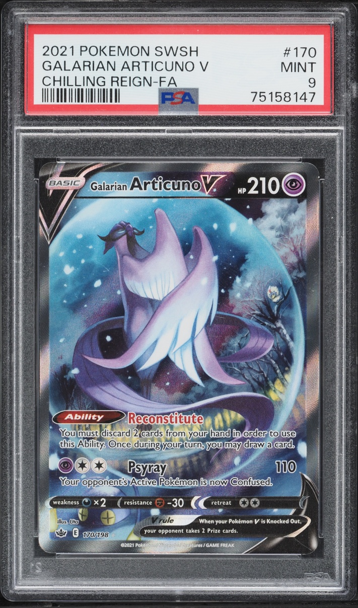 2021 Pokemon Sword & Shield Chilling Reign Alt Art Galarian Articuno V #170 PSA 9 MINT
