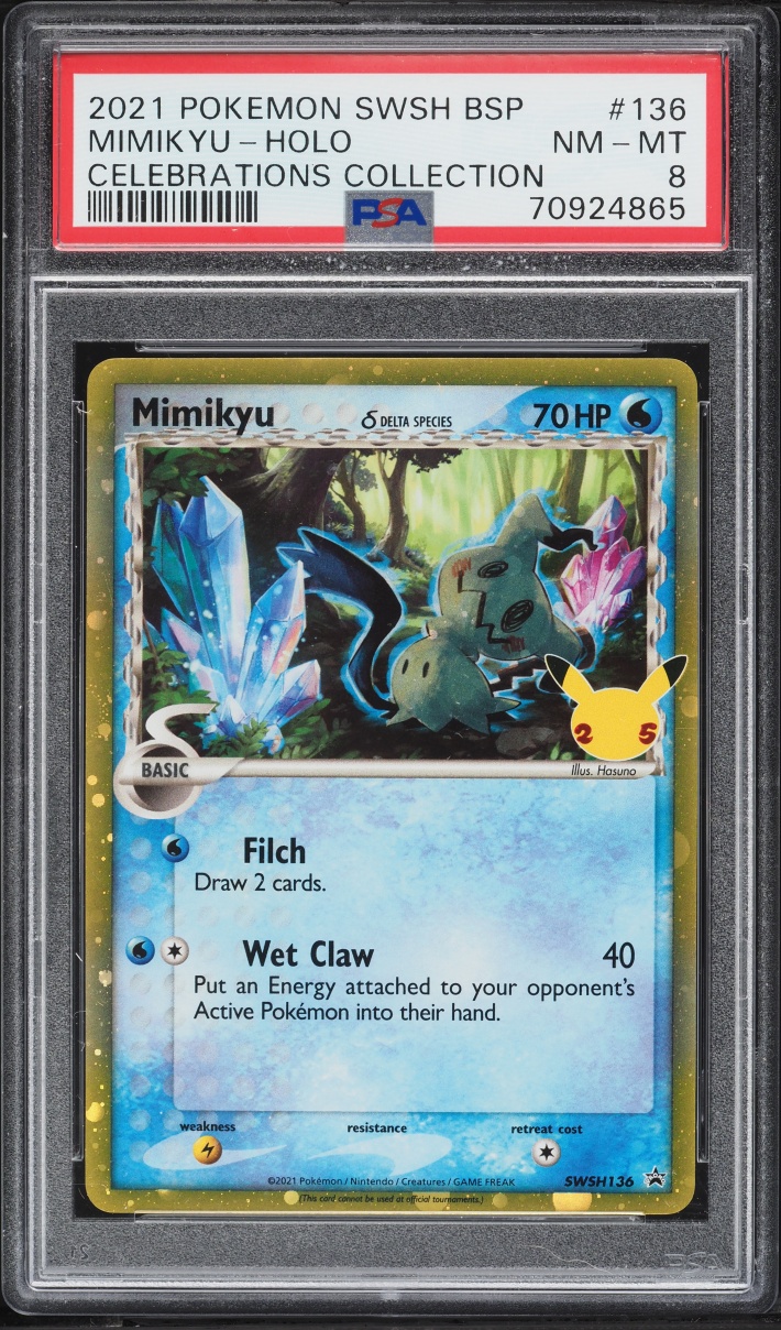 2021 Pokemon Sword & Shield Promo Celebrations Collection Holo Mimikyu #136 PSA 8 NM-MT