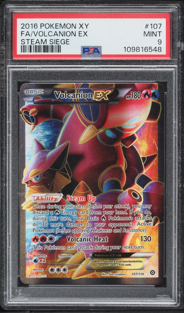 2016 Pokemon XY Steam Siege Full Art Volcanion EX #107 PSA 9 MINT