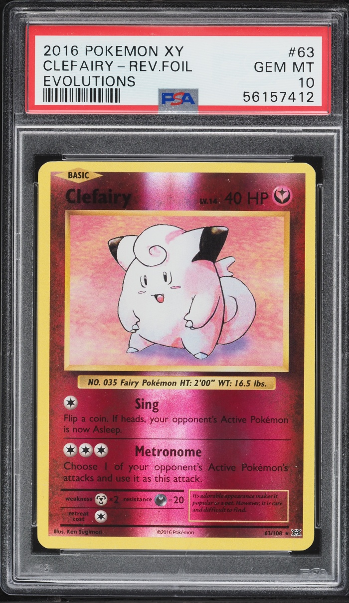 2016 Pokemon XY Evolutions Reverse Holo Clefairy #63 PSA 10 GEM MINT