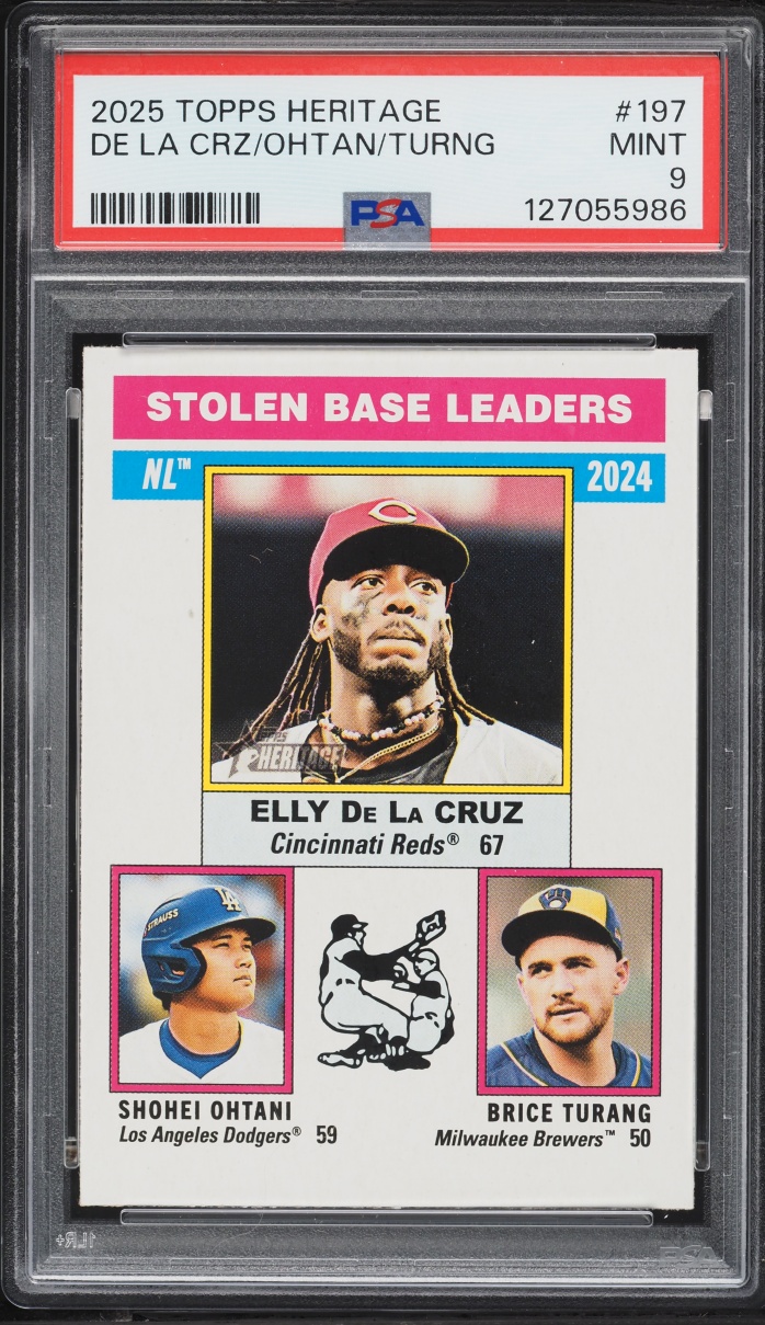 2025 Topps Heritage Elly De La Cruz Shohei Ohtani Brice Turang #197 PSA 9 MINT