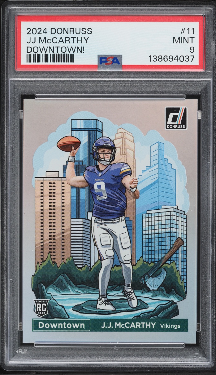 2024 Donruss Downtown J.J. McCarthy ROOKIE #11 PSA 9 MINT