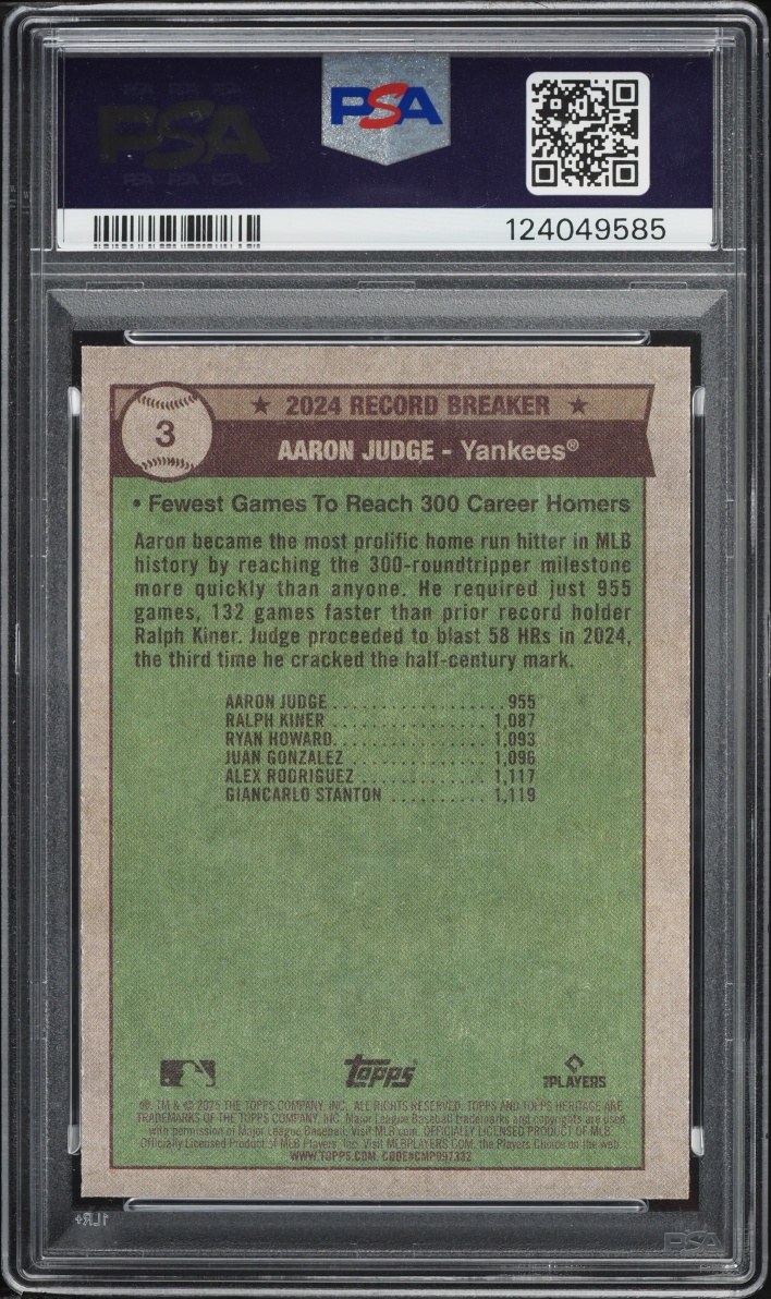 2025 Topps Heritage Aaron Judge #3 PSA 10 GEM MINT