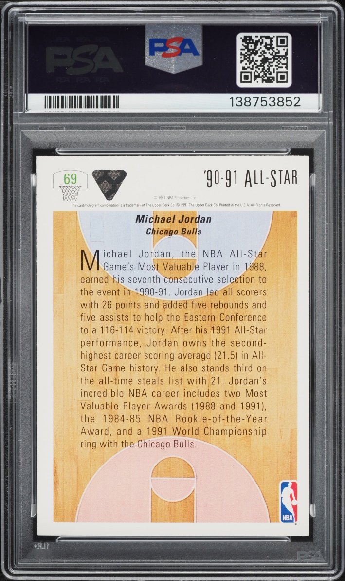 1991 Upper Deck Basketball Michael Jordan #69 PSA 9 MINT