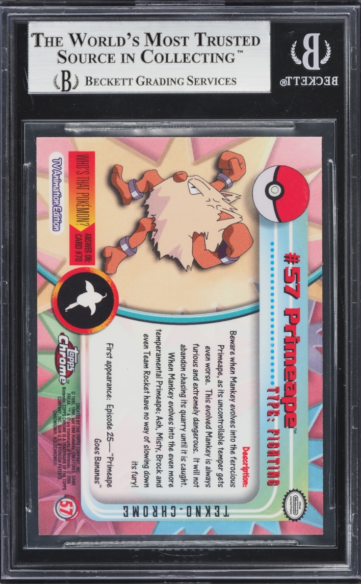 2000 Topps Chrome Pokemon Techno Primeape #57 BGS 9 MINT